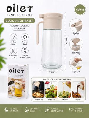 Oil Dispenser Bottle with Smart Flip Lid