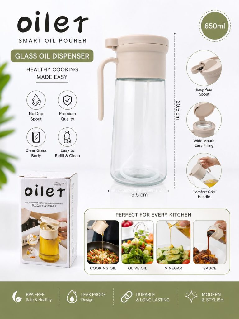 Oil Dispenser Bottle with Smart Flip Lid