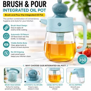 Oil Dispenser Bottle with Silicone Brush