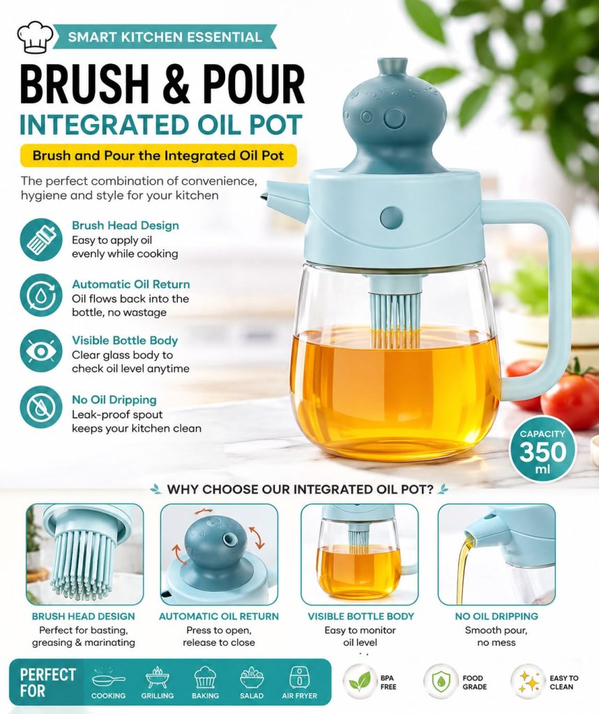 Oil Dispenser Bottle with Silicone Brush